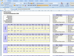 Anwesenheitserfassung Excel Vorlage