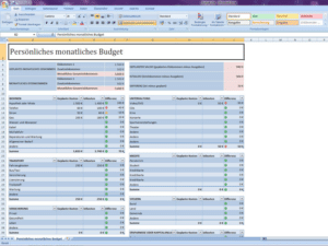 Persönliches monatliches Budget Excel Vorlage