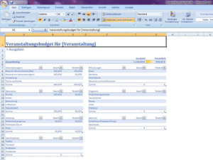 Veranstaltungsbudget 2 Excel Vorlage