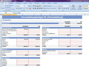 Veranstaltungsbudget Excel Vorlage