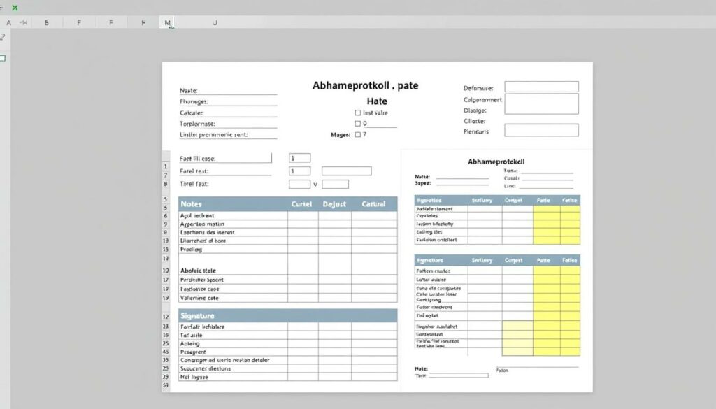 Abnahmeprotokoll Excel Vorlage Aufbau