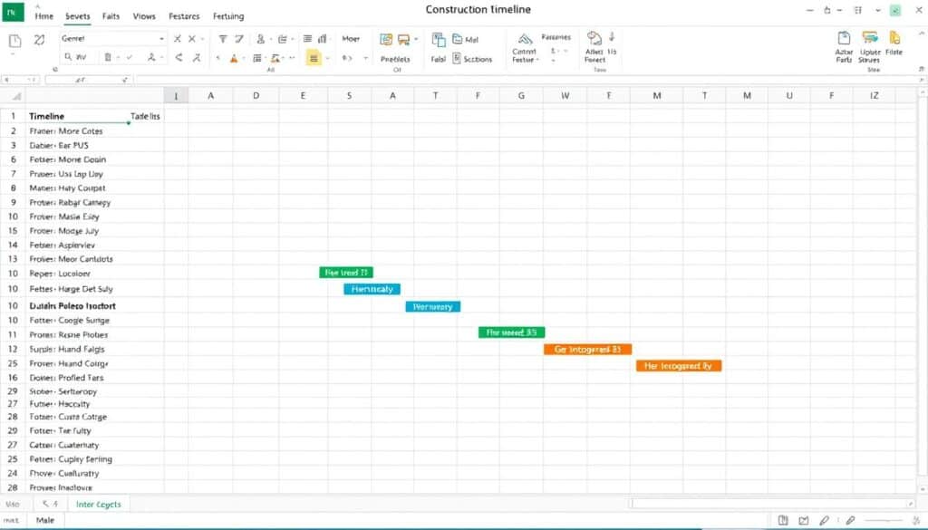 Bauzeitenplan Muster in Excel