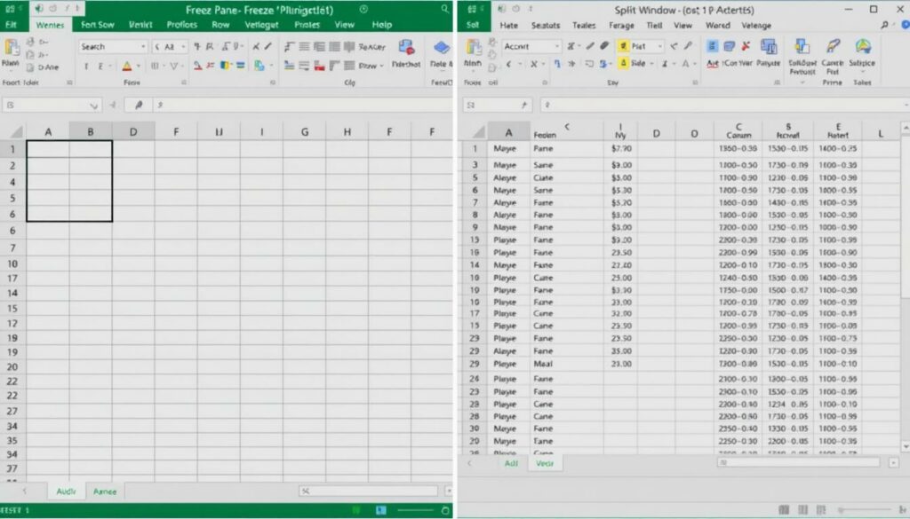 Excel Fenster teilen vs fixieren