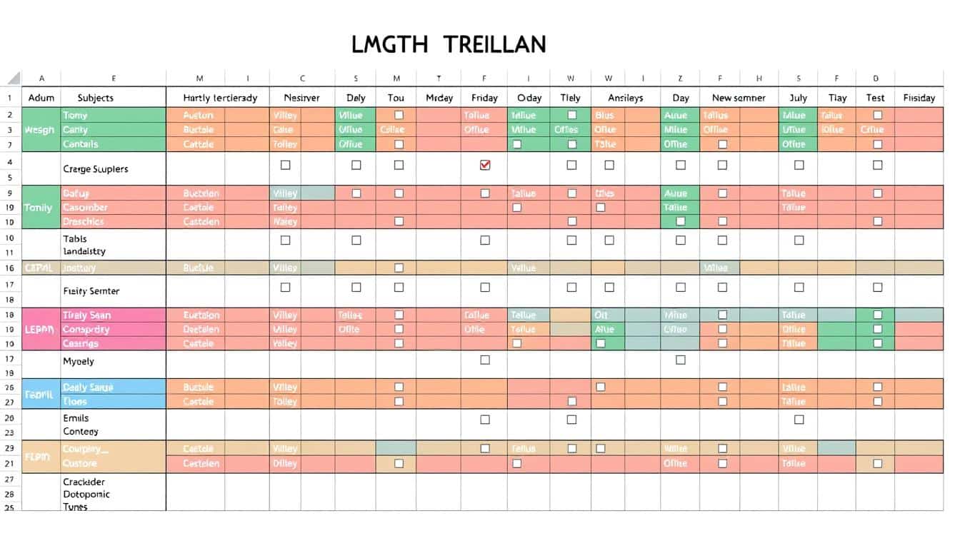 Lernplan Excel Vorlage