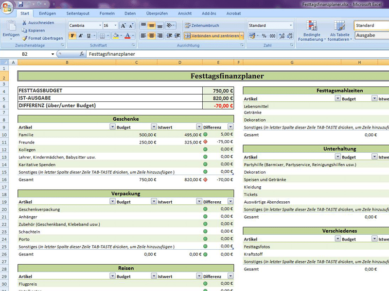 Festtagsfinanzplaner