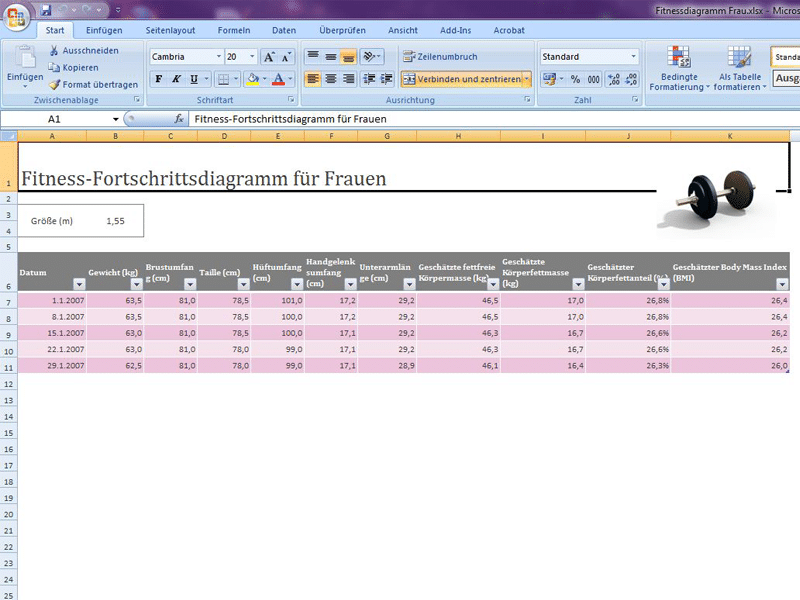 Fitness Fortschrittsdiagramm Frauen 2