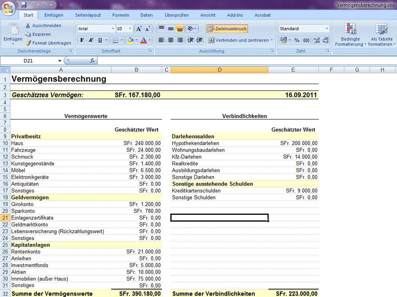 Vermögensberechnung