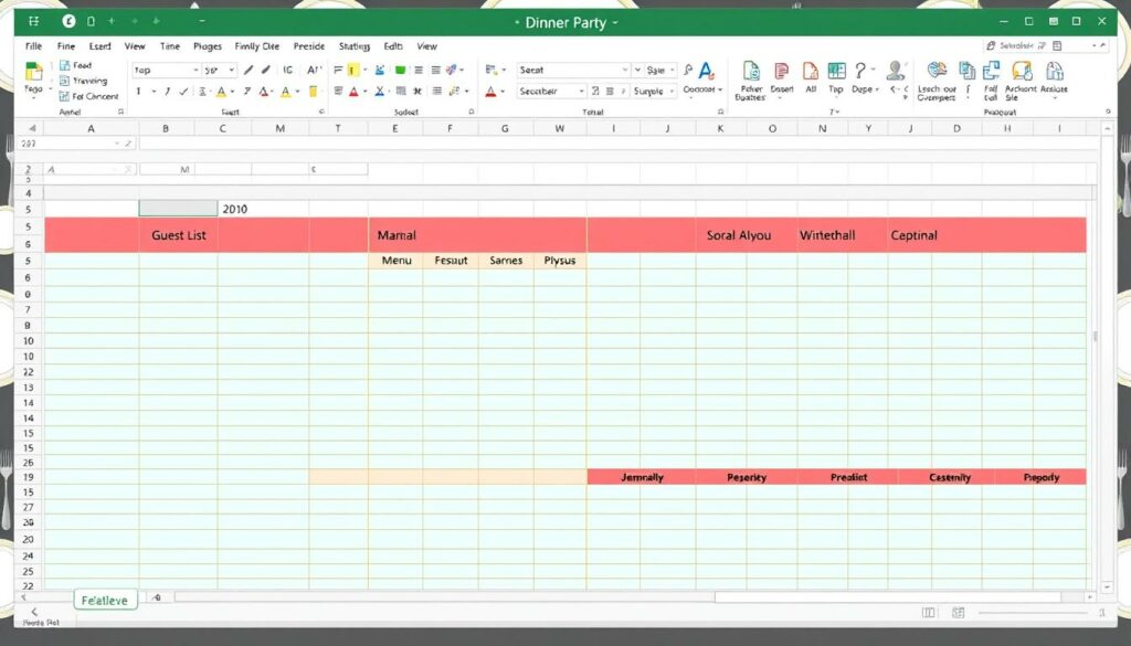 Dinnerparty Tagebuch Excel Vorlage
