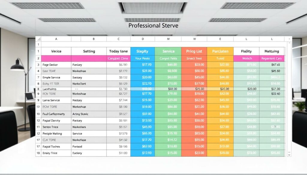 Excel-Dienstleistungspreisliste