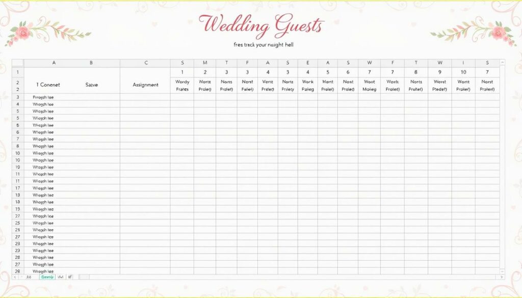 Excel Vorlage für Hochzeitsgäste