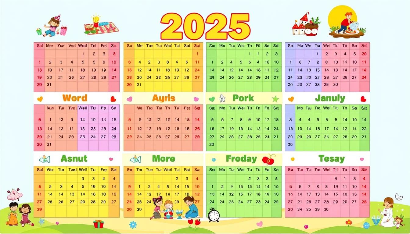 Familienkalender 2025 Excel Vorlage