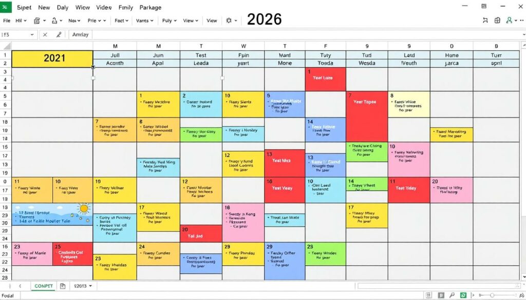 Familienkalender 2026 Excel Vorlage