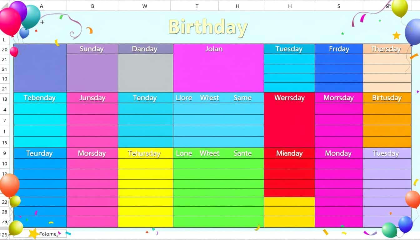 Geburtstagskalender zum Ausdrucken Excel Vorlage