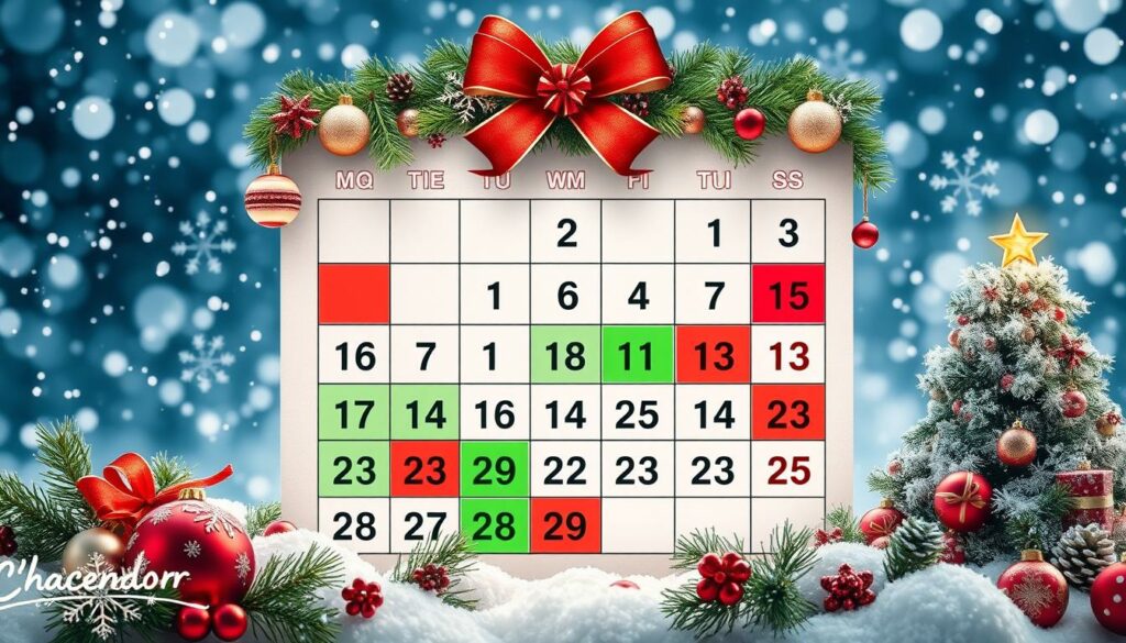 Kalender Markierung Weihnachtsferien