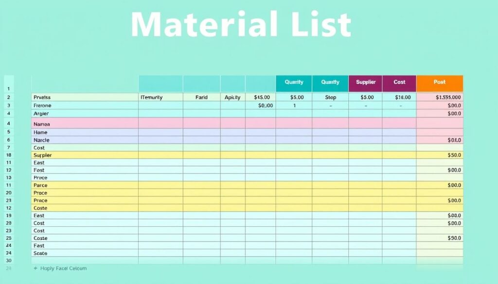 Materialliste Excel Vorlage hier kostenlos downloaden