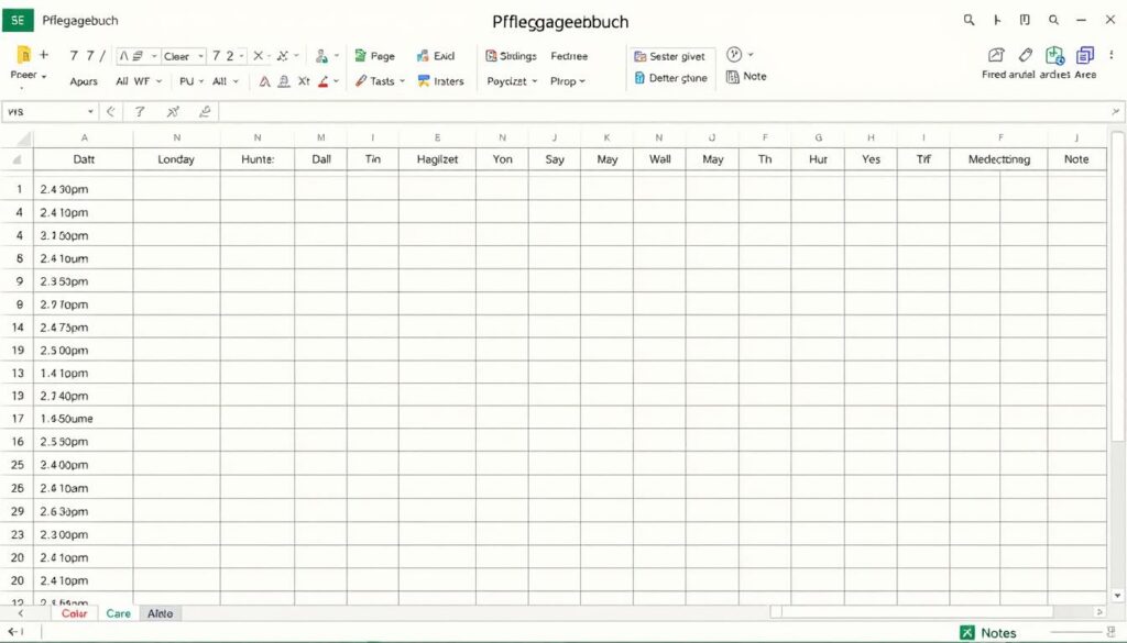 Pflegetagebuch Excel Vorlage hier kostenlos downloaden