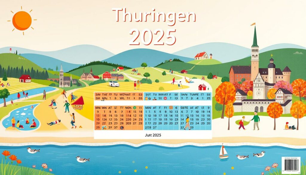 Schulferien Kalender 2025 Thüringen Excel Vorlage