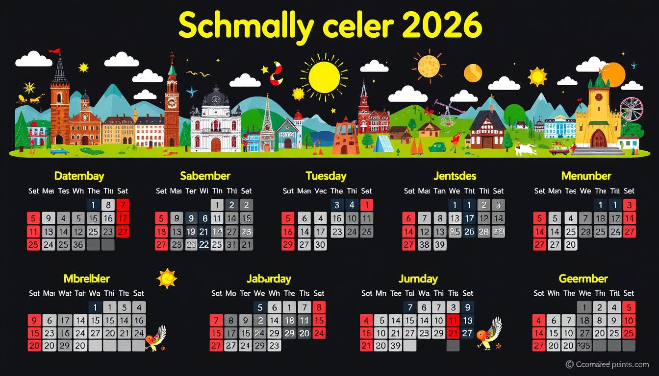 Schulferien Kalender 2026 Excel Vorlage