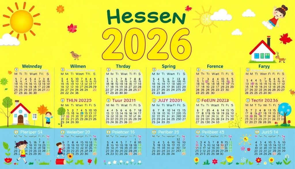 Schulferien Kalender 2026 Hessen Excel Vorlage