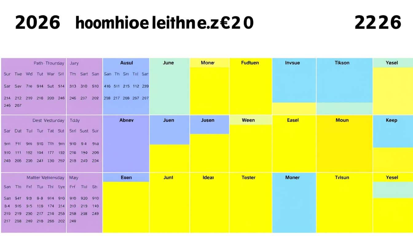 Schulferien Kalender 2026 Nordrhein-Westfalen Excel Vorlage