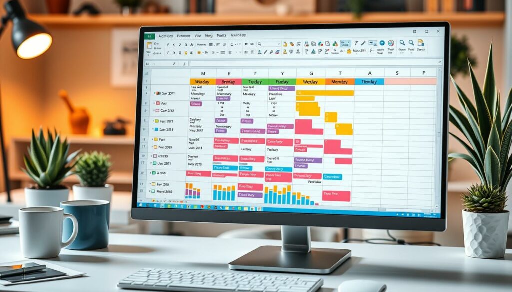 Wochenplan mit Arbeitsstunden Excel Vorlage