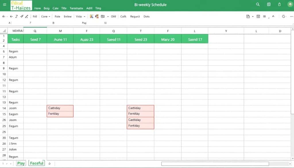 Zeitplan Im Zweiwochentakt Excel Vorlage