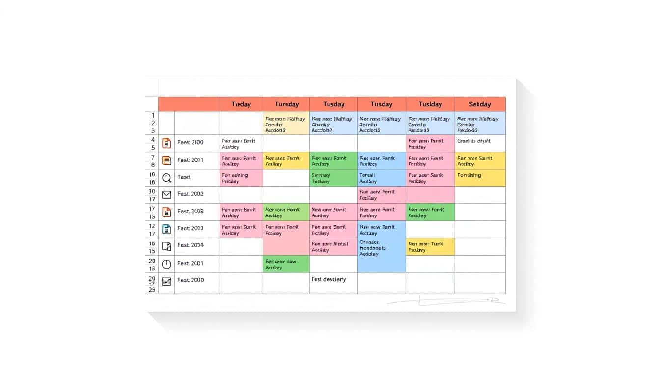 Zeitplan für fünf Tage Excel Vorlage