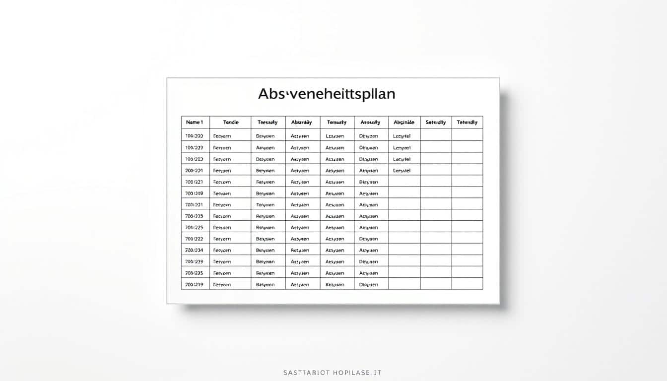 Abwesenheitsplan Excel Vorlage hier kostenlos downloaden