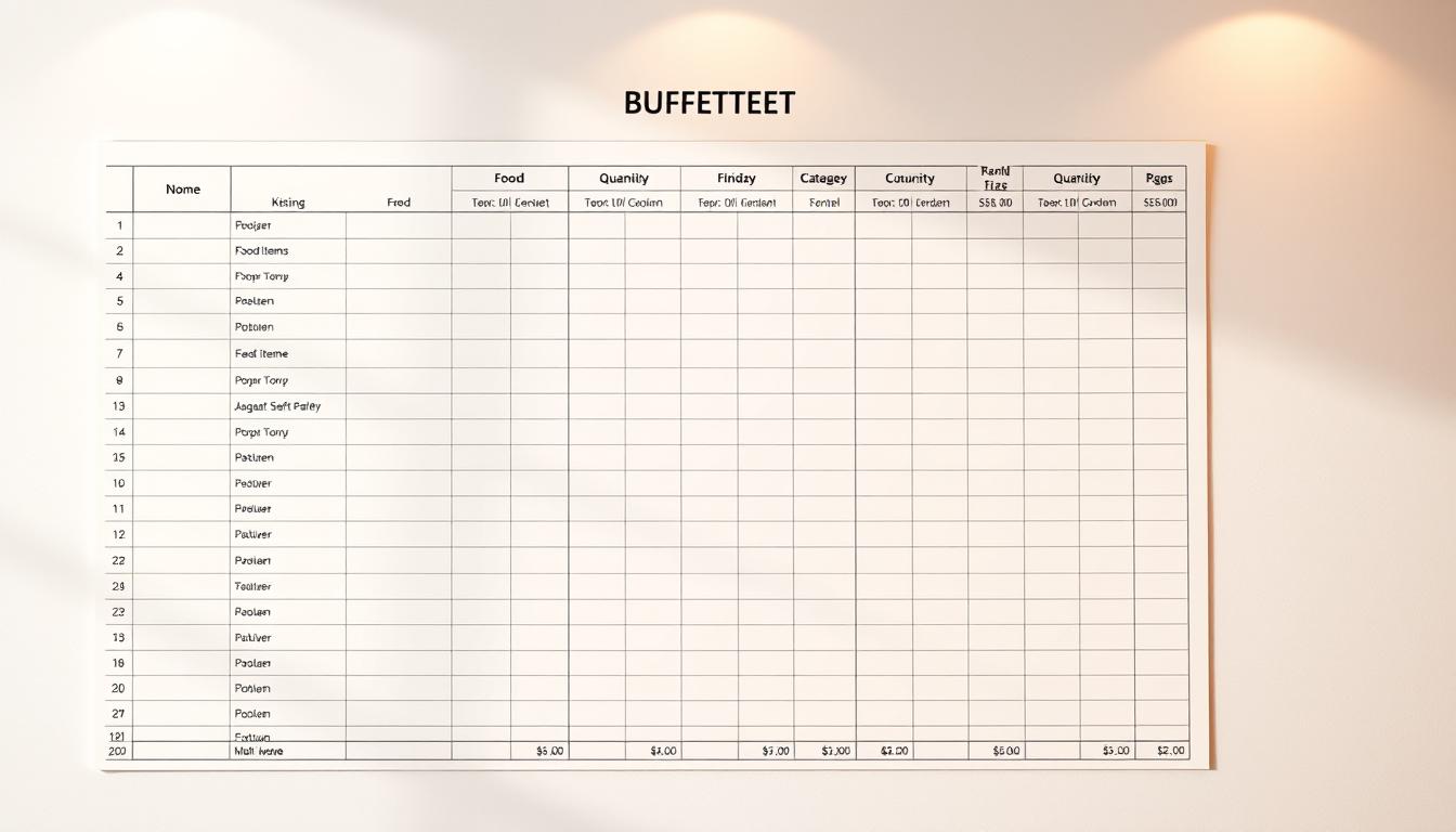 Buffet Liste zum eintragen Excel Vorlage hier kostenlos downloaden